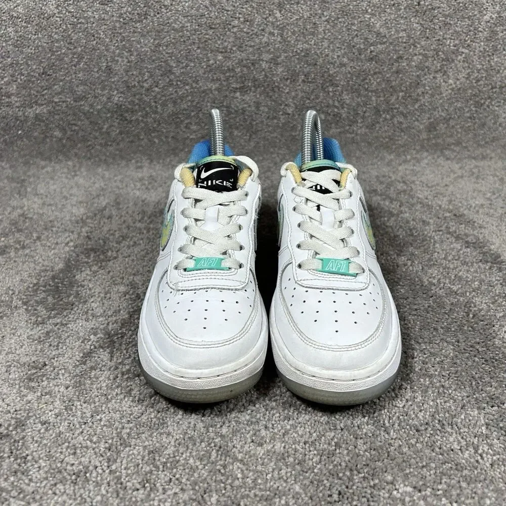 Nike Air Force 1 LV8 GS Youth Girl's Sz 3.5Y White Light Menta Leather Shoes